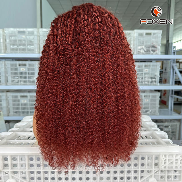 Foxen Hair Dark Red Bulk Curly Hair Wigs Wholesale